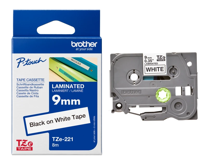 Brother TZe-221 Black On White Adhesive Labelling Tape 9mm x 8m