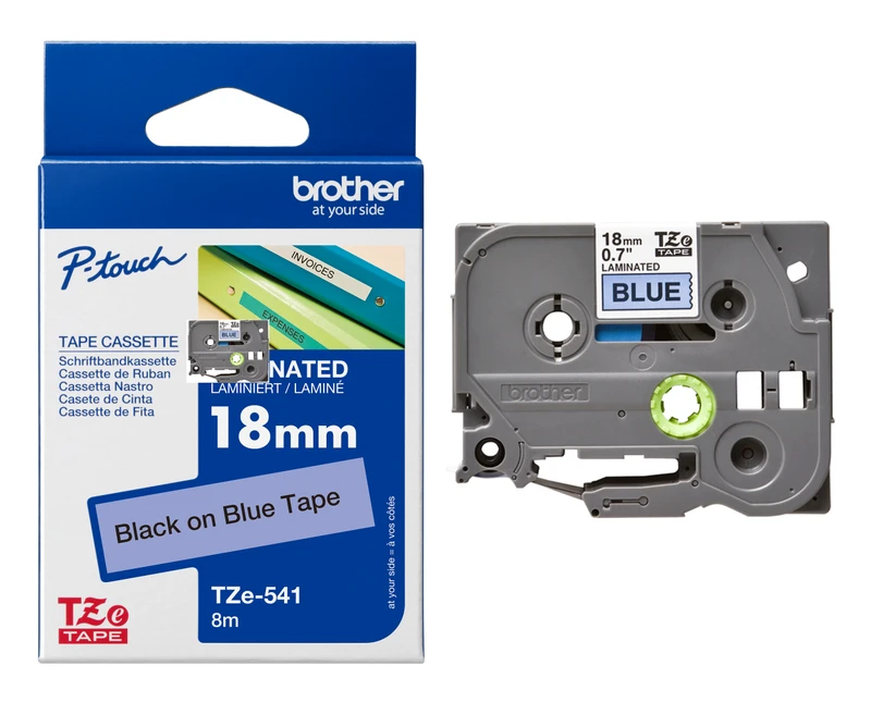 Brother TZe-541 Black On Blue Laminated P-Touch Adhesive Labelling Tape 18mm x 8m