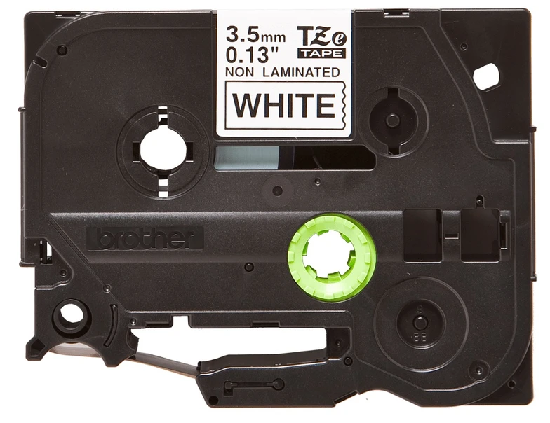Brother TZe-N201 Black On White Non-Laminated P-Touch Adhesive Labelling Tape 3.5mm x 8m