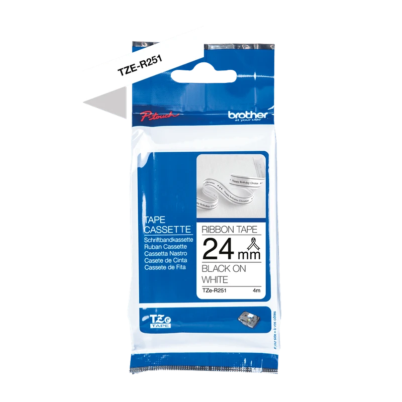 Brother TZE-R251 Black On White Non-Adhesive Ribbon Tape Cassette 24mm x 4m