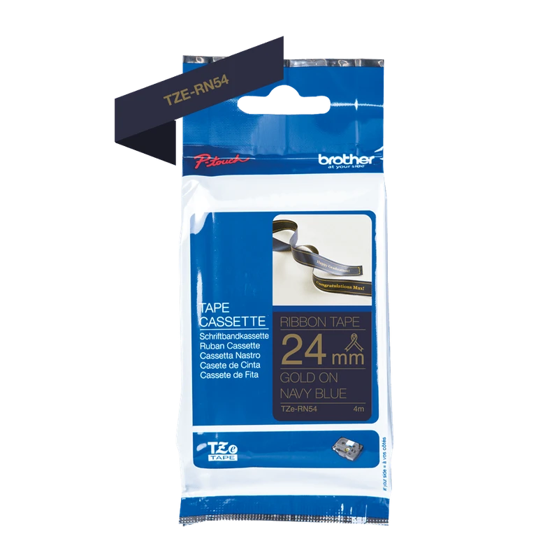 Brother TZE-RN54 Gold On Navy Non-Adhesive Labelling Tape Ribbon 24mm x 4m