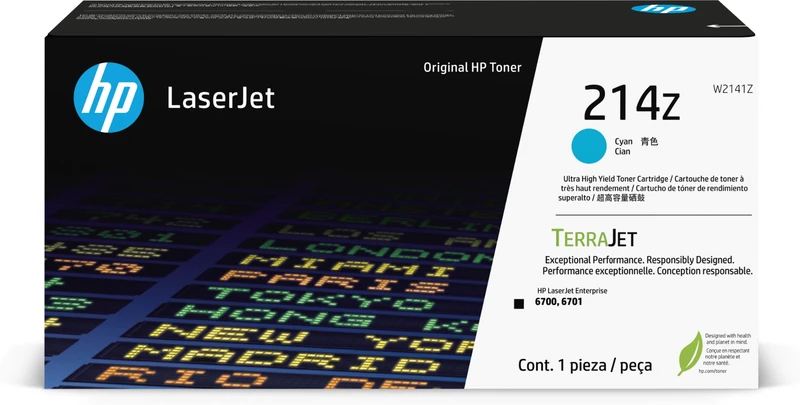 HP 214Z Extra High Capacity Cyan Toner Cartridge - (W2141Z)