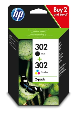 HP 302 Black & Tri-Colour Ink Cartridge Multipack - (X4D37AE)