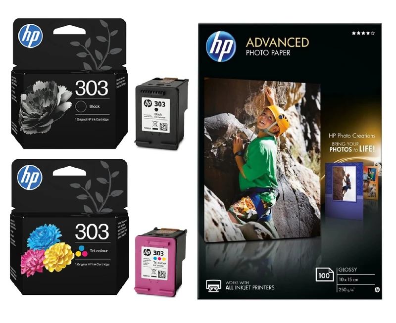 HP 303 Black & Tri-Colour Ink Multipack With Photo Paper - (Envy Photo Value Pack)