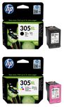 HP 305XL High Capacity Black & Tri-Colour Ink Cartridge Multipack - (6ZA94AE)