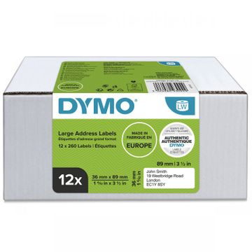 Dymo 2093093 White Self Adhesive Labels 89mm x 36mm (12 pack)