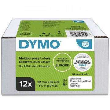 Dymo 2093095 White Permanent Adhesive Labels 57mm x 32mm (12 pack)