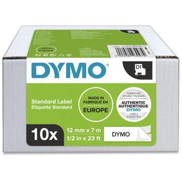 Dymo 2093097 Black On White Adhesive Labels 12mm x 7m (10 pack)