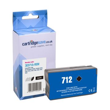 Compatible HP High Capacity 712 Black Ink Cartridge - (3ED71A)
