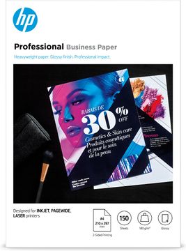 HP 180gsm A4 Professional Glossy Business Paper (3VK91A 150 Sheets Paper 210 x 297mm)