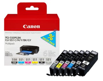 Canon PGI-550 / CLI-551 6 Colour Ink Cartridge Multipack
