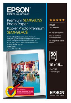 Epson 251gsm 10x15cm Premium Semi Glossy Photo Paper (C13S041765 50 Sheets 6x4in. Inkjet Photo Paper)