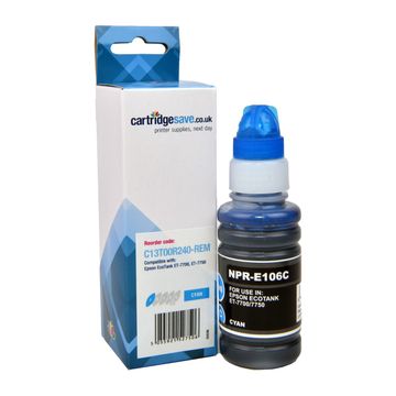 Compatible Epson 106 Cyan Ecotank Ink Bottle - (C13T00R240)