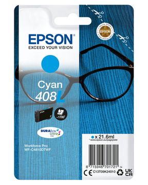 Epson DURABrite Ultra 408L High Capacity Cyan Ink Cartridge - (C13T09K24010)