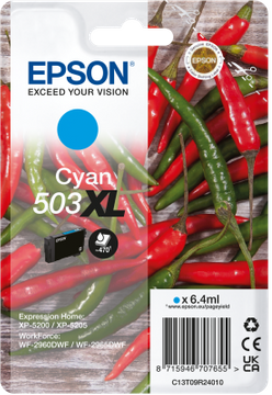 Epson 503XL High Capacity Cyan Ink Cartridge - (C13T09R24010 Chilli)