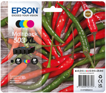 Epson 503XL High Capacity 4 Colour Ink Cartridge Multipack - (C13T09R64010 Chilli)