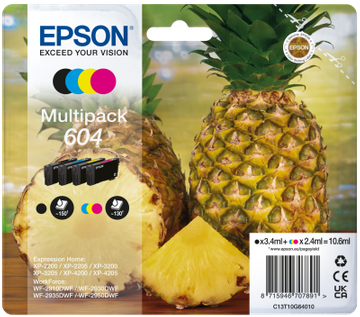 Epson 604 4 Colour Ink Cartridge Multipack - (C13T10G64010 Pineapple)