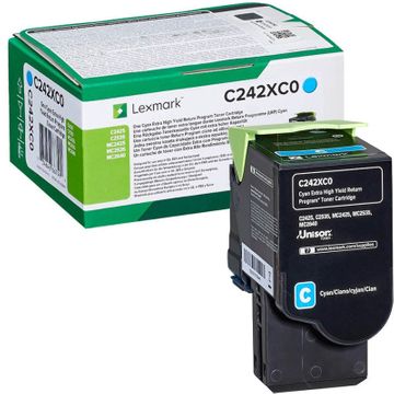 Lexmark C242XC0 Extra High Capacity Cyan Return Program Toner Cartridge