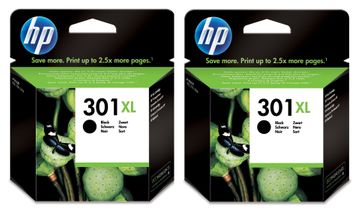 HP 301XL High Capacity Black Ink Cartridge Twin Pack (D8J45AE)