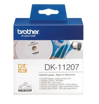 Brother DK-11207 100 x Black on White 58mm x 58mm Adhesive CD/ DVD Labels