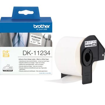 Brother DK-11234 Black On White 60mm x 86mm Adhesive Visitor Badge Labels