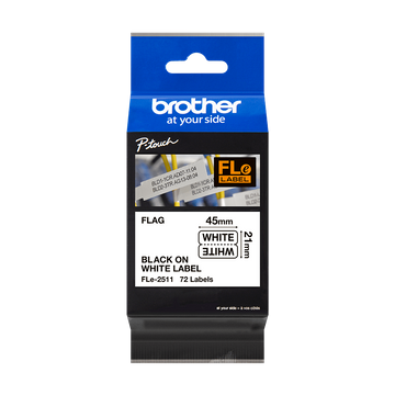 Brother FLE-2511 Black On White Die-Cut Tape Cassette 21mm x 45mm