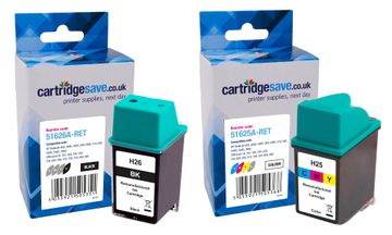 Compatible HP 26 / 25 High Capacity Black & Tri-Colour Ink Cartridge Multipack