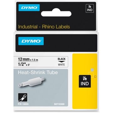 Dymo 18055 Black On White Heat Shrink Non adhesive Tubing 12mm x 1.5m (S0718300)