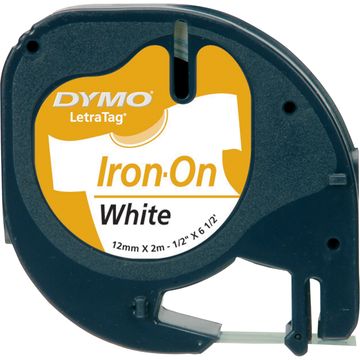Dymo 18769 Black On White LetraTag Iron-On Fabric Adhesive Tape 12mm x 2m (S0718850)