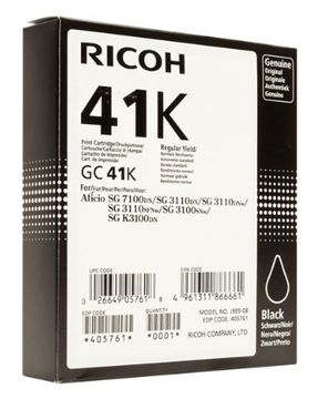 Ricoh GC41K Standard Capacity Black Gel Ink Cartridge - (405761)
