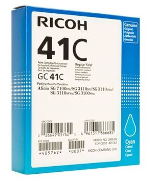 Ricoh GC41C Standard Capacity Cyan Gel Ink Cartridge - (405762)