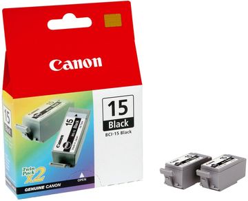 Canon BCI-15 Black Ink Cartridge Twin Pack - (8190A002)