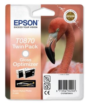 Epson T0870 Gloss Optimiser Ink Cartridge Twin Pack - (C13T087040 Flamingo)