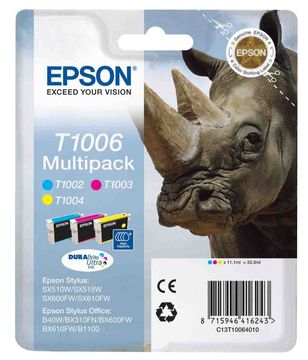 Epson T1006 Multipack 3-Colour Ink Cartridge - (C13T100640 Rhino)