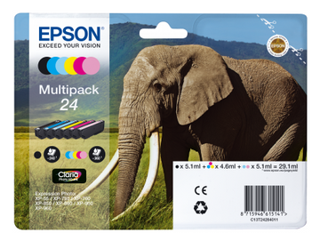 Epson 24 6 Colour Ink Cartridge Multipack - (T2428 Elephant)