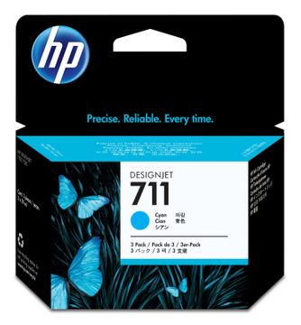 HP 711 3 x Cyan Ink Cartridge Multipack - (CZ134A)