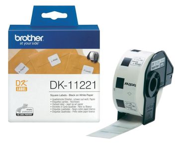 Brother DK-11221 1000x Square Black On White 23mm x 23mm Permanent Adhesive Paper Labels