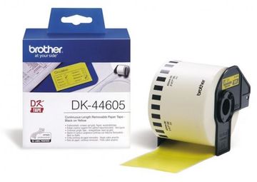 Brother DK44605 Black On Yellow 62mm x 30.48m Continuous Adhesive Paper Tape