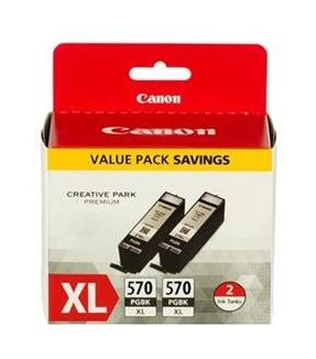 Canon PGI-570PGBKXL High Capacity Black Ink Cartridge Twin Pack - (0318C007)
