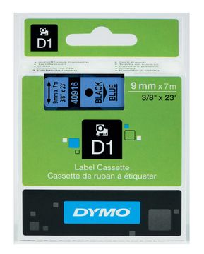 Dymo 40916 Black On Blue D1 Adhesive Labelling Tape 9mm x 7m (S0720710)