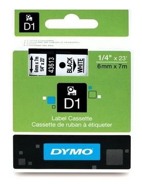 Dymo 43613 Black On White D1 Adhesive Labelling Tape 6mm x 7m (S0720780)