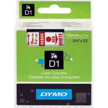 Dymo 45805 Red On White D1 Adhesive Labelling Tape 19mm x 7m (S0720850)