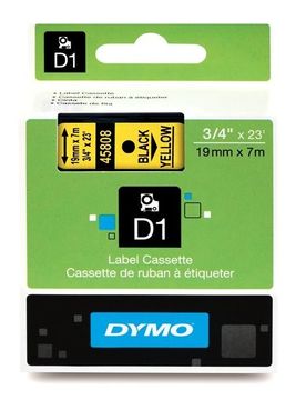 Dymo 45808 Black On Yellow D1 Adhesive Labelling Tape 19mm x 7m (S0720880)