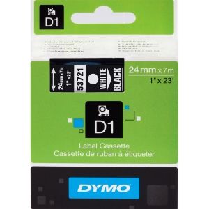 Dymo 53721 White On Black D1 Adhesive Labelling Tape 24mm x 7m (S0721010)