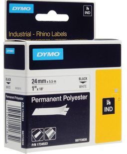 Dymo S0773830 Black On White Permanent Polyester Tape 24mm x 5.5m