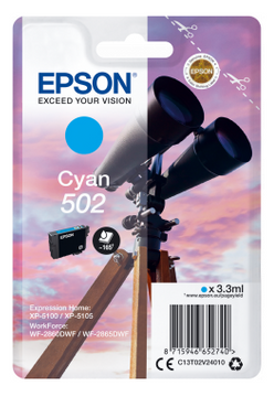 Epson 502 Cyan Ink Cartridge - (C13T02V24010 Binoculars)