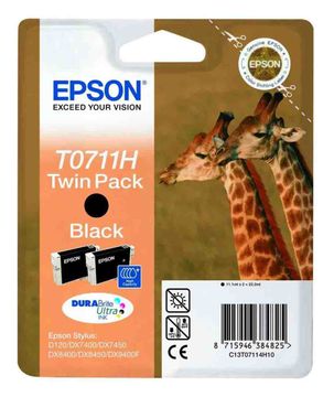 Epson T0711H Multipack High Capacity Black Ink Cartridge Twin Pack - (C13T07114H10 Giraffe)