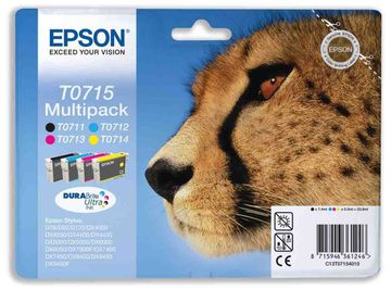 Epson T0715 4-Colour Ink Cartridges Multipack - (Cheetah)