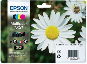 Epson 18XL High Capacity 4 Colour Ink Cartridge Multipack (T1816 Daisy)