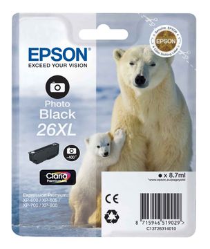 Epson 26XL Photo Black High Capacity Ink Cartridge - (T2631 Polar Bear)